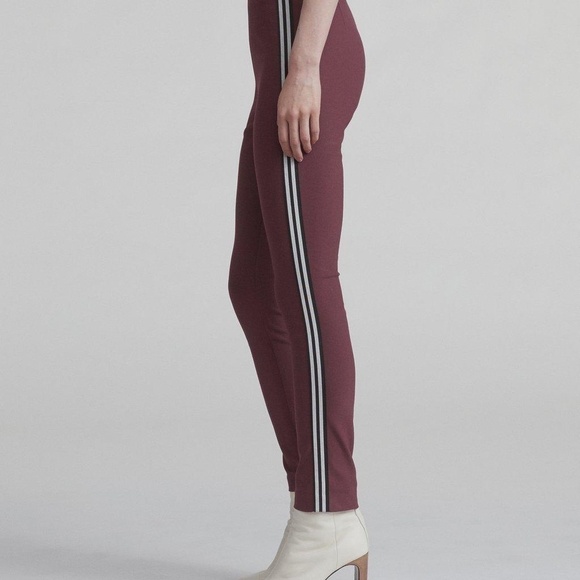 NWT rag & bone Simone Side Striped pants in Burgundy - Picture 2 of 11